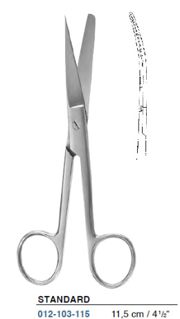 Nożyczki chirurgiczne STANDARD 012-103-115 zagięte ostro/tępe