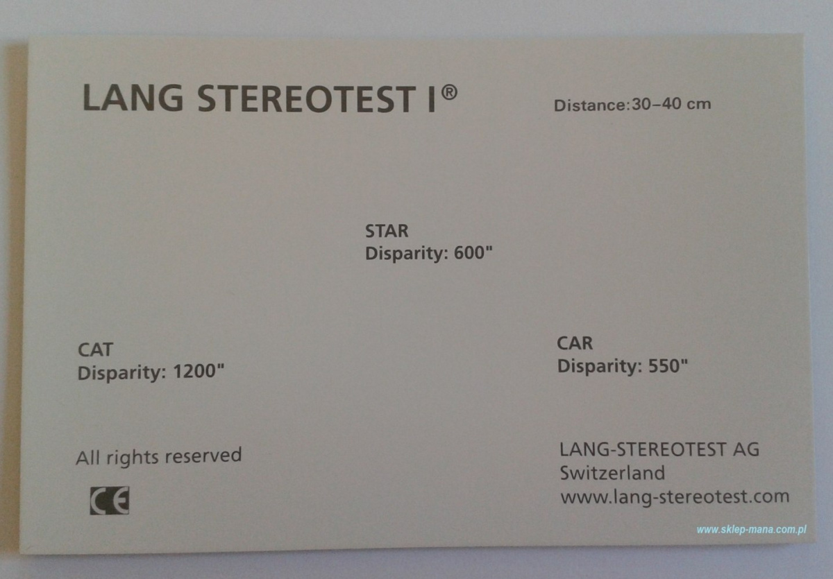 Stereo test LANG I , pediatryczny , 54000 Stereo test LANG I , pediatryczny , 54000