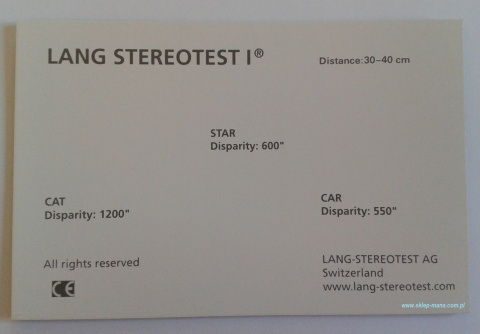 Stereo test LANG I , pediatryczny , 54000 Stereo test LANG I , pediatryczny , 54000