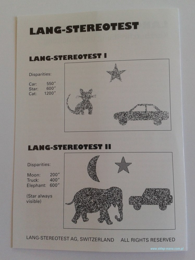 Stereo test LANG I , pediatryczny , 54000 Stereo test LANG I , pediatryczny , 54000