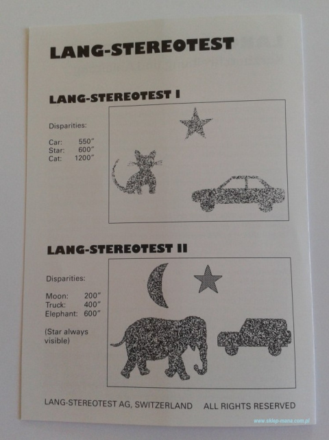 Stereo test LANG I , pediatryczny , 54000 Stereo test LANG I , pediatryczny , 54000