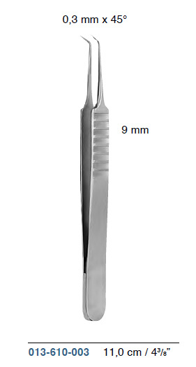 Pęseta MICRO nr. 3 zagięta pod kątem 45° 013-610-003