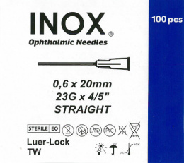 NEEDLE INOX cannula 23G 100 psc 0,6 x 20 straight TW disposable