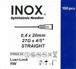 NEEDLE INOX cannula 27G 0,4 x 20 straight TW disposable