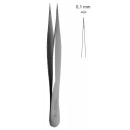 Microsurgical tweezers, tip 0.1 mm MK22, length 100 mm