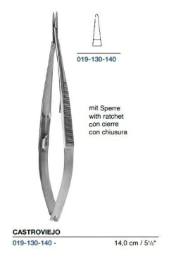 CASTROVIEJO Standard Needle Holder straight smooth with ratchet 14,0 cm