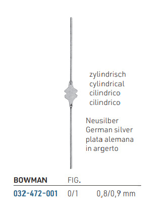 BOWMAN Lachrymal Probe size 1/0 mutual cylindrical, German silver