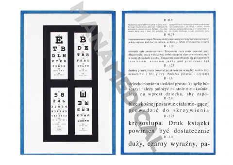 Tablica do bliży, Snellen, 40 cm