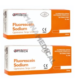 Zestaw 2 x Paski FLUORESCEIN SODIUM FL 100 fluoresceinowe 200 szt Optitech