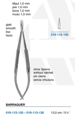 Barraquer straight needle holder 019-112-130