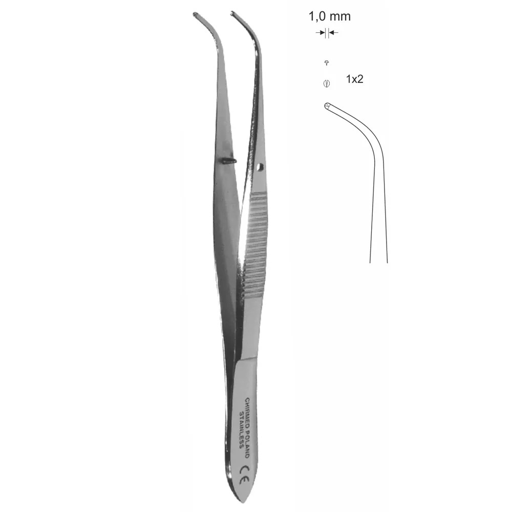 Pęseta do tęczówki odgięta 0,7 mm OK25 Pęseta do tęczówki odgięta 0,7 mm OK25