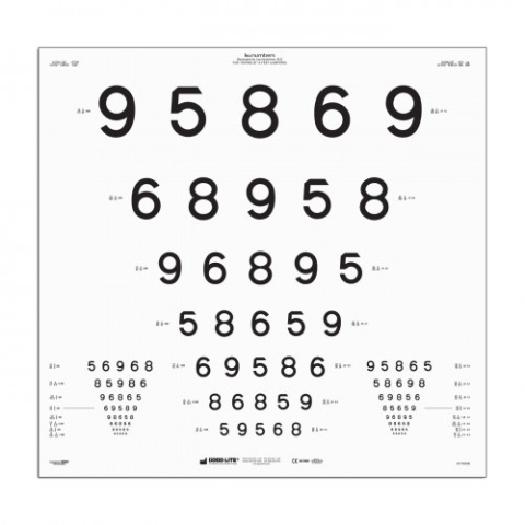 LEA NUMBERS® 15-LINE TRANSLUCENT ETDRS-STYLE DISTANCE CHARTS FOR ESV3000 CABINET