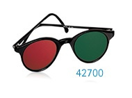 Red-green anaglyph glasses with temples